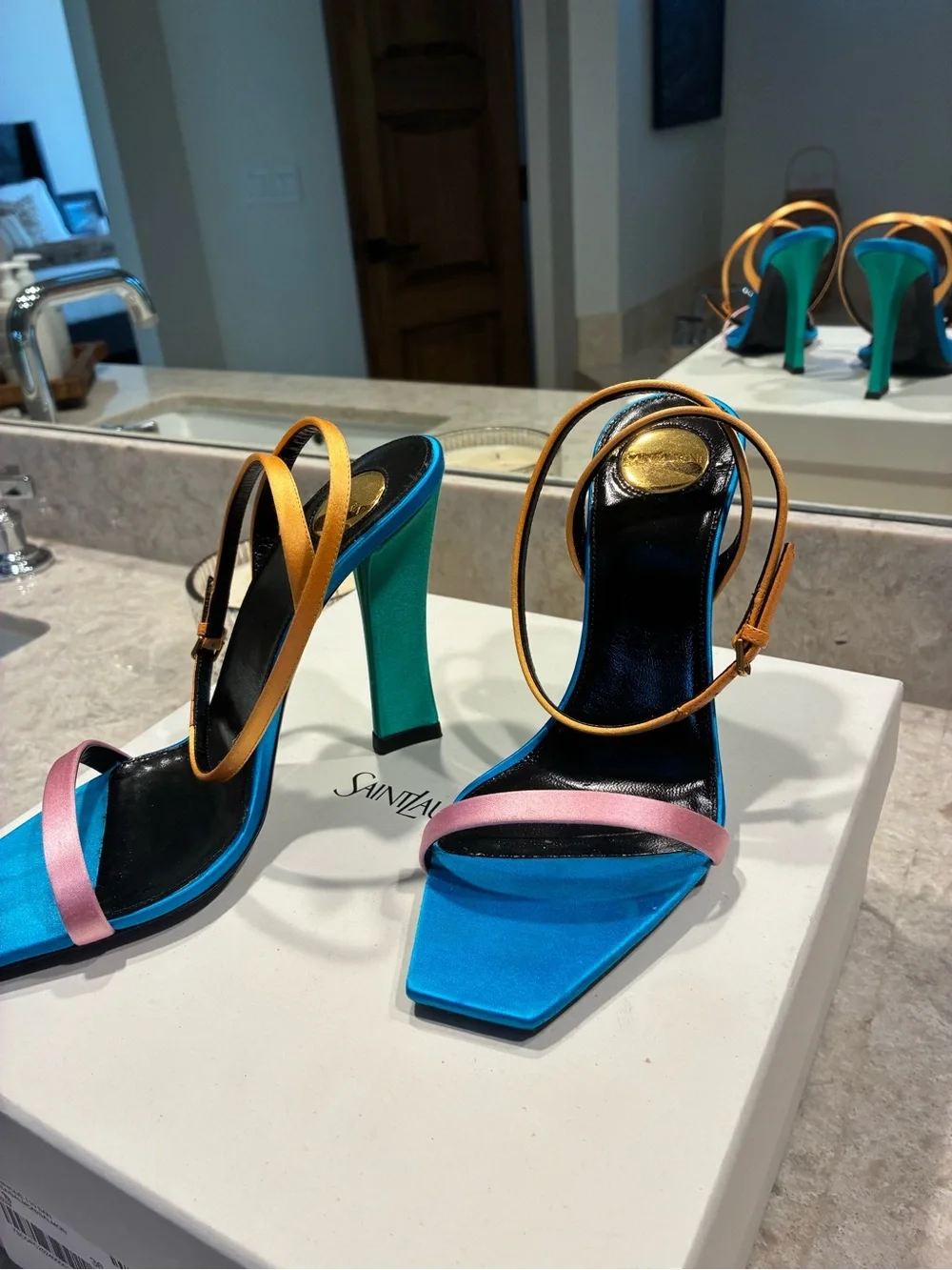 Saint Laurent Dominique 110 Crêpe Satin Sandals - Picture 3 of 10